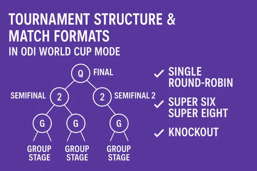 Tournament Structure & Match Formats in ODI World Cup Mode