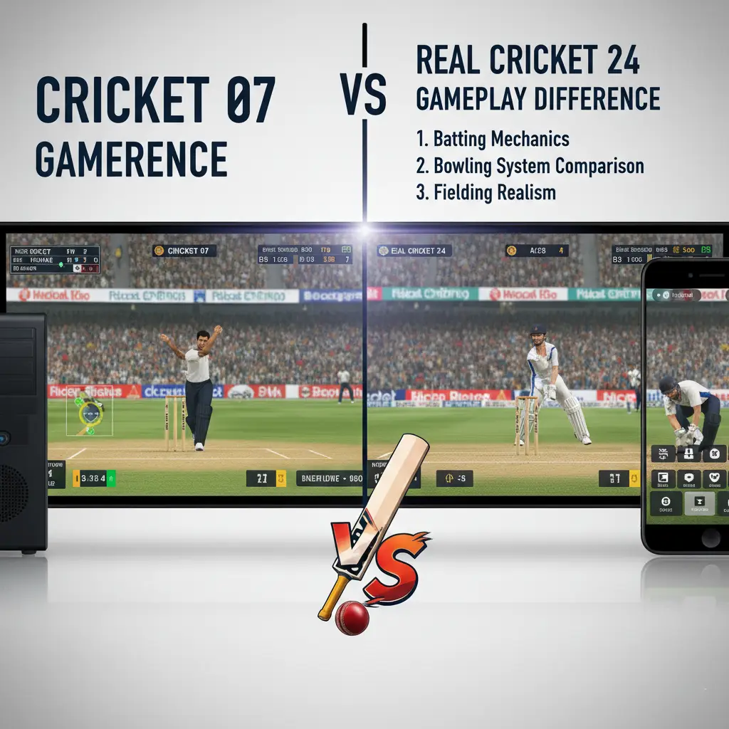 Cricket 07 Vs RC 24 Gameplay Difference