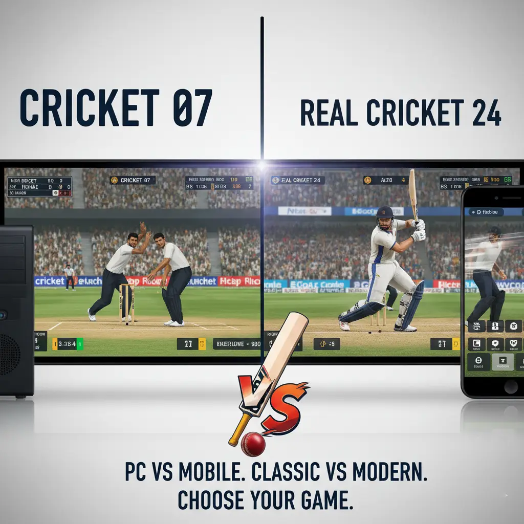 Cricket 07 vs Real Cricket 24 gameplay difference