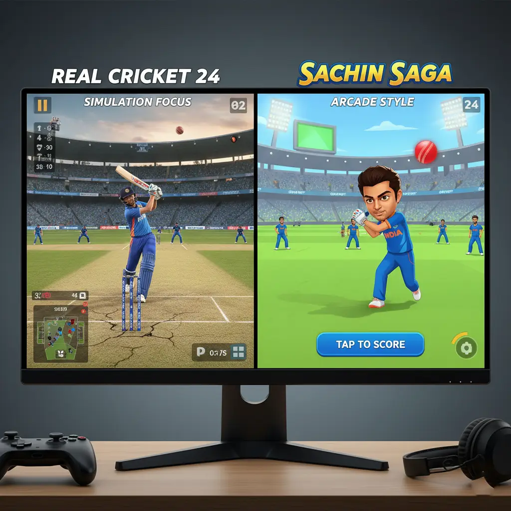 Real Cricket 24 vs Sachin Saga Gameplay Comparison